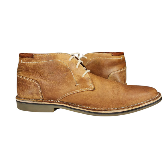 Steve Madden Chukka Boot sz 10 Men Hestonn 217 Tan Beige Leather Distressed Lace - Picture 7 of 11